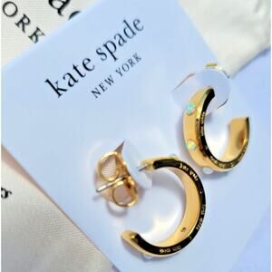 Kate Spade "Set In Stone" Opal Huggie Earrings w/ Bag KK647 | Gold-Plated | NWT